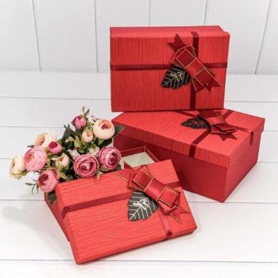 Набор подарочных коробок 3 в 1 прямоугольник 23*16*9.5 см 'For You' с бантом красный