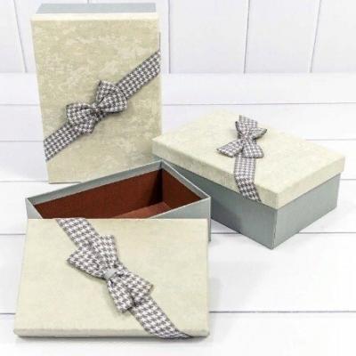 Набор подарочных коробок 3 в 1 прямоугольник 23*16*9,5 см С бантом серый 447201сер