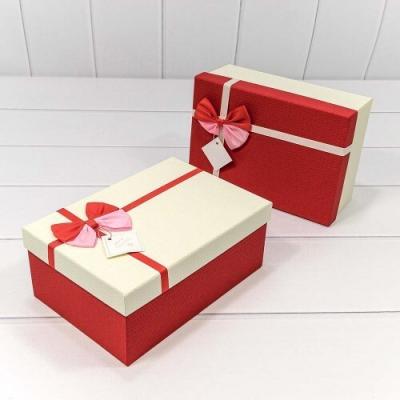 Набор подарочных коробок 3 в 1 прямоугольник 23*16*9.5 см С двойным бантом 441061