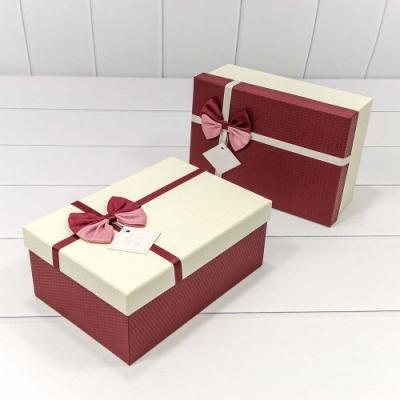 Набор подарочных коробок 3 в 1 прямоугольник 23*16*9.5 см С двойным бантом 441062
