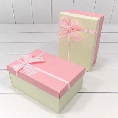 Набор подарочных коробок 3 в 1 прямоугольник 23*16*9.5 см С полосатым бантом 440945