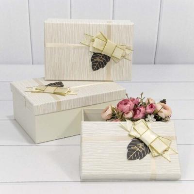 Набор подарочных коробок 3 в 1 прямоугольник 23*16*9.5 см 'For You' с бантом белый 440991