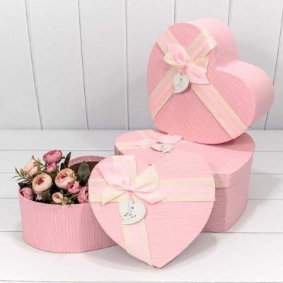 Набор подарочных коробок 3 в 1 сердце 31*28*13.6 см С бантом розовый 449516
