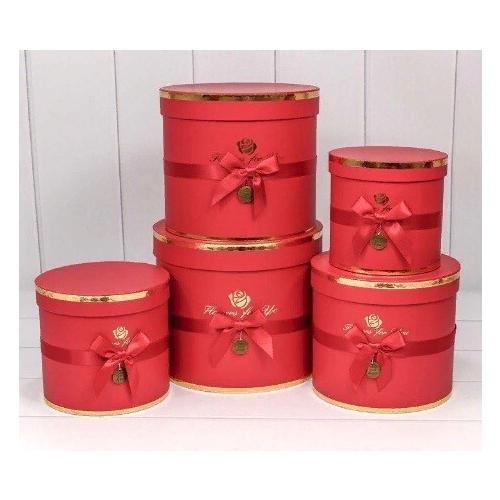 Набор подарочных коробок 5 в 1 цилиндр 22.5*19.5 см Flowers for you красный 442305к