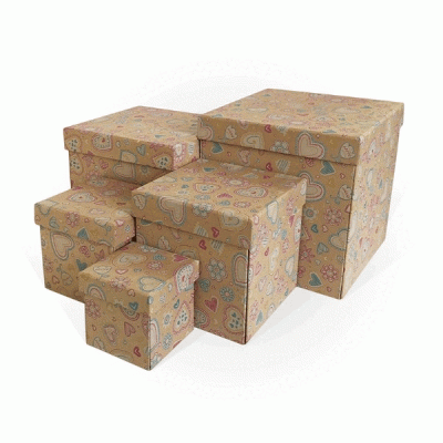 Набор подарочных коробок 5 в 1 куб 21*21*21 см Первая любовь WOW-эффект 540671