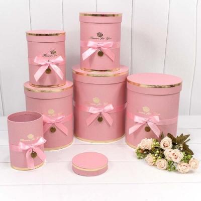 Набор подарочных коробок 6 в 1 цилиндр 21*25.5 см 'Flowers for you' нежно-розовый 443502