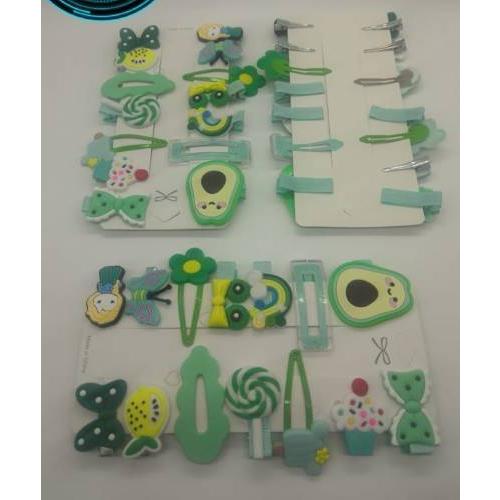 Набор заколок для волос зеленый (14 штук в наборе) Цена за набор 144684