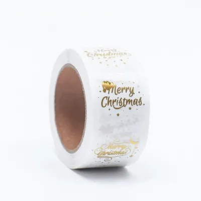 Наклейки c тиснением в рулоне Mary Christmas, 500 шт 2.5*2.5 см 574665 ЦЕНА ЗА РУЛОН