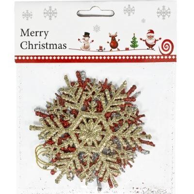 Новогодние украшения с блестками 'Снежинка' 10 см (3 шт) 172097