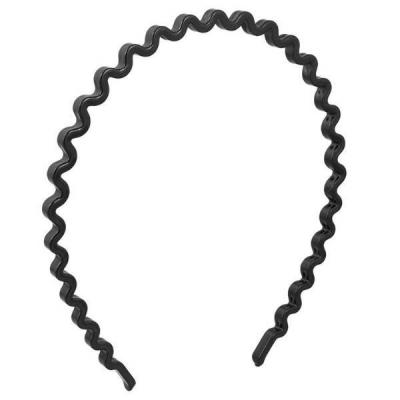 Ободок для волос пластик 5 мм волнистый черный 171189