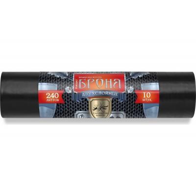 Пакет для мусора 240 л 90*140 см 10 шт 60 мкм Ромашка Броня ПВД Двухслойные черные