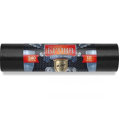 Пакет для мусора 240 л 90*140 см 10 шт 60 мкм Ромашка Броня ПВД Двухслойные черные