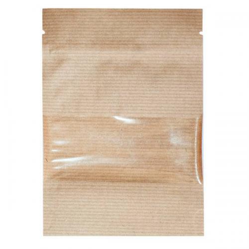 Пакет крафт дой-пак с зип-локом и окном 4 см 40 г/м2 11х18.5+(3.5+3.5) см 50 шт