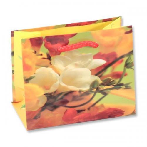 Пакет ламинированный подарочный бумажный 11*9*6 см Ассорти цветочное 20 шт/уп 53416