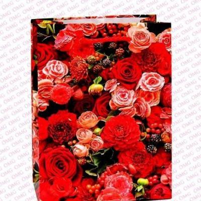 Пакет ламинированный подарочный бумажный 14*20*7 см Цветы 44658