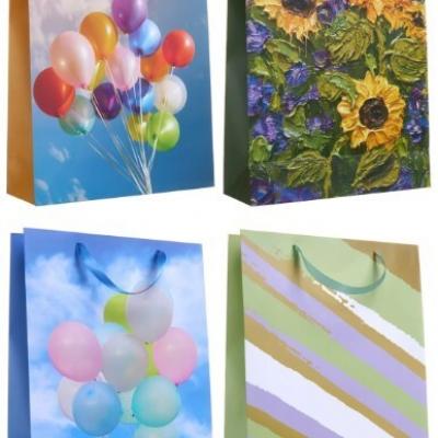 Пакет ламинированный подарочный бумажный 31х42х12 см Микс 50076