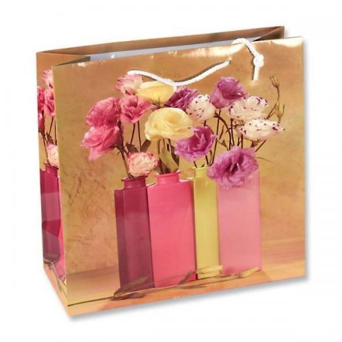 Пакет ламинированный подарочный бумажный 38*38*16 см Тюльпаны 20 шт/уп 53418