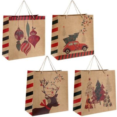 Пакет новогодний подарочный крафт 25х25х10 см Плотный 554571