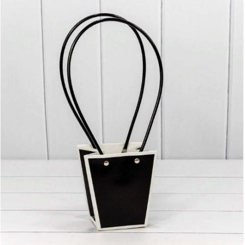 Пакет подарочный 12.5*12*8 см Черный/белый Ваза для цветов 440778чб