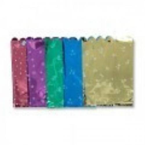 Пакет подарочный фольга цветной металл с белым рисунком 50*70 см 'Тюльпан' 50 шт/уп