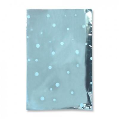 Пакет подарочный фольга металл с белым рисунком 10*15 см 'Горох' 100 шт/уп