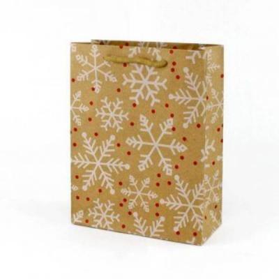 Пакет подарочный ноовгодний бумажный крафт 19*24*8 см Новогодняя снежинка 12 шт/уп 530315