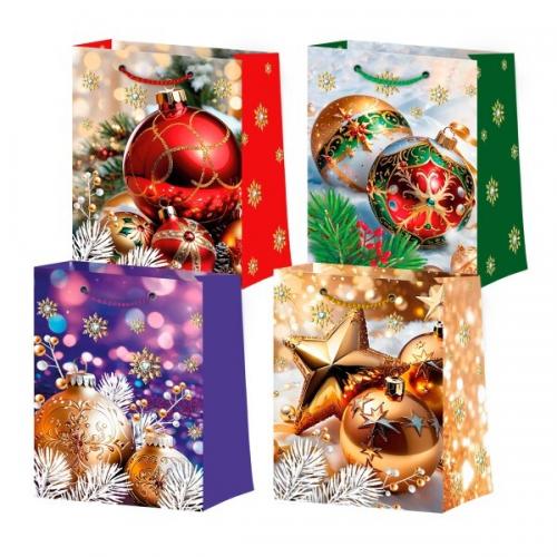 Пакет подарочный новогодний бумажный 11.5х14.5х6.5 см Новый год (микс) 60003