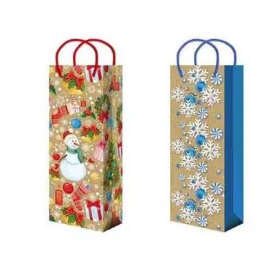 Пакет подарочный новогодний бумажный 12х36х10 см Микс 52816