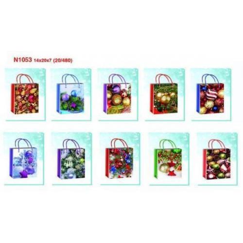 Пакет подарочный новогодний бумажный 14х20х7 см 52384