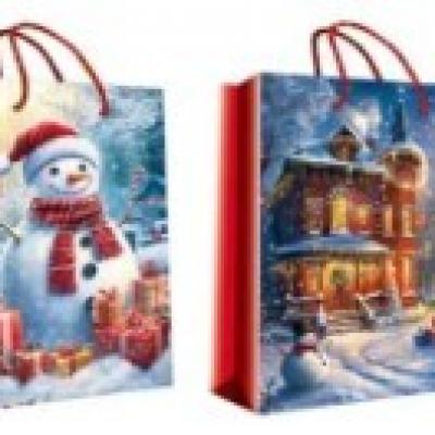 Пакет подарочный новогодний бумажный 14х20х7 см 52384