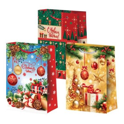 Пакет подарочный новогодний бумажный 14х20х7 см Новый год (микс) 60004