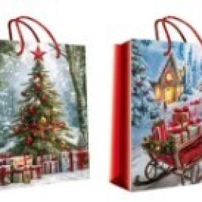 Пакет подарочный новогодний бумажный 18х23х10 см 52152