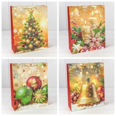 Пакет подарочный новогодний бумажный 18х23х10 см Новый год (микс) 445728