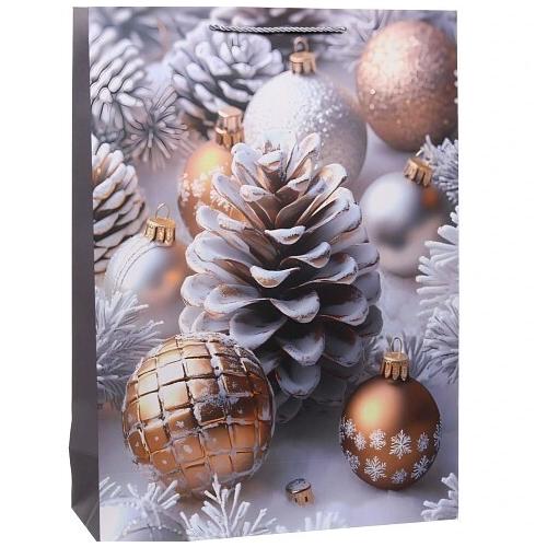 Пакет подарочный новогодний бумажный 18х24х9 см 58661