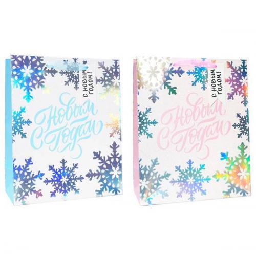 Пакет подарочный новогодний бумажный 26х32х12 см 58645