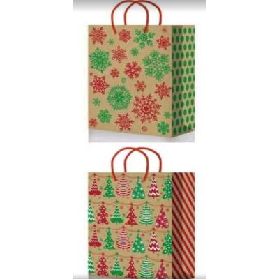 Пакет подарочный новогодний бумажный 26х33х14 см Микс 52854