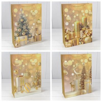 Пакет подарочный новогодний бумажный 30х41.5х12 см Новый год (микс) 441789