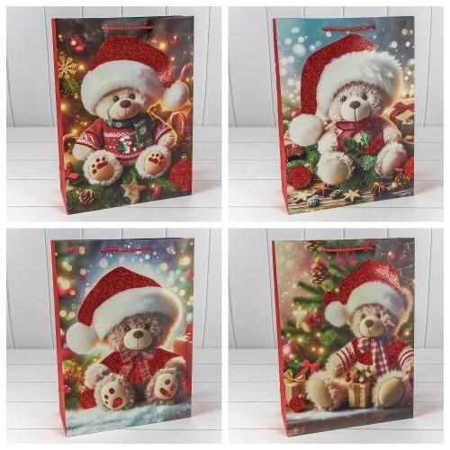 Пакет подарочный новогодний бумажный 30х41.5х12 см Новый год (микс) 445715