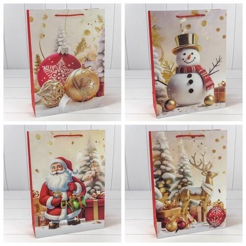 Пакет подарочный новогодний бумажный 30х41.5х12 см Новый год (микс) 445716