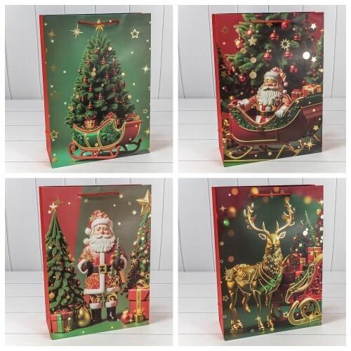 Пакет подарочный новогодний бумажный 30х41.5х12 см Новый год (микс) 445718