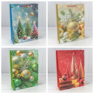 Пакет подарочный новогодний бумажный 30х41.5х12 см Новый год (микс) 445724