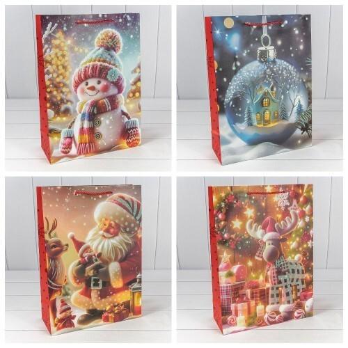 Пакет подарочный новогодний бумажный 30х41.5х12 см Новый год (микс) 445729
