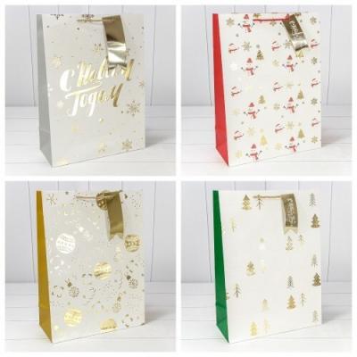 Пакет подарочный новогодний бумажный 33х45х15 см Новый год (микс) 441620