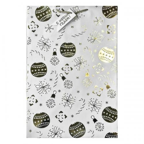 Пакет подарочный новогодний бумажный 36х54х30 см 58651