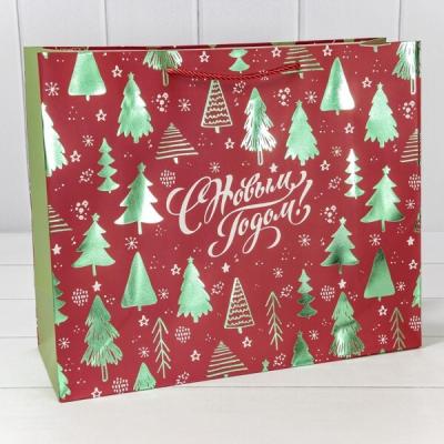 Пакет подарочный новогодний бумажный 39.5х33х15 см Новый год 441627