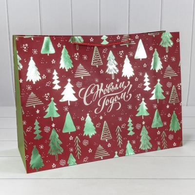 Пакет подарочный новогодний бумажный 55х40х20 см Новый год 441628