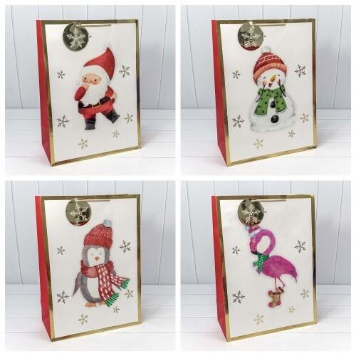 Пакет подарочный новогодний бумажный с 3D аппликацией 40х55х20 см Новый год 443480