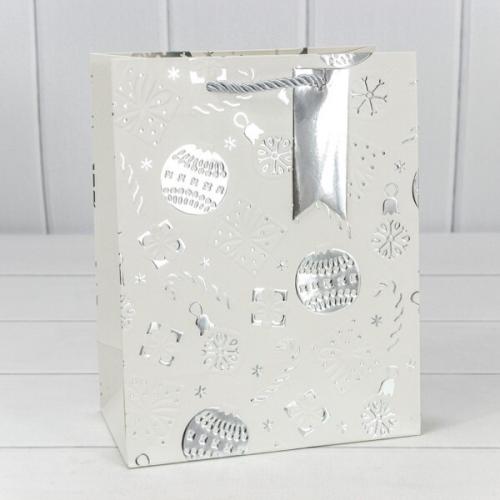 Пакет подарочный новогодний бумажный с тиснением 18х23х10 см Новый год 443534