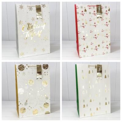 Пакет подарочный новогодний бумажный с тиснением 42х64х25 см Новый год (микс) 442526