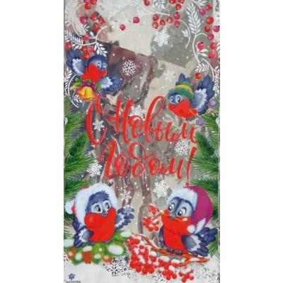 Пакет подарочный новогодний металлизированный 25х40 см Снегири 100 шт 905638